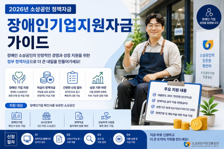 2026년 소상공인 정책자금 장애인기업지원자금