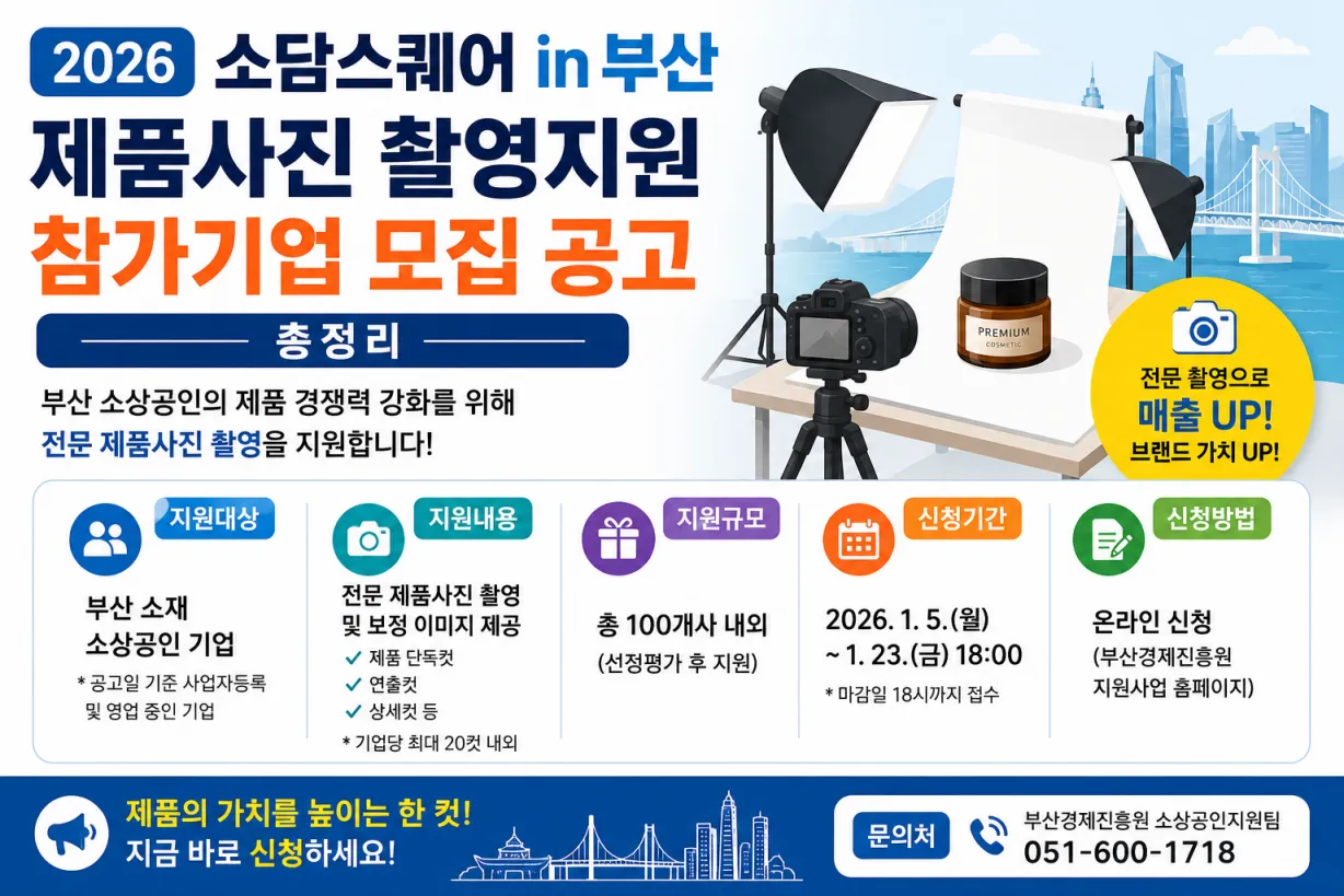 부산 소상공인 온라인 제품사진 촬영지원